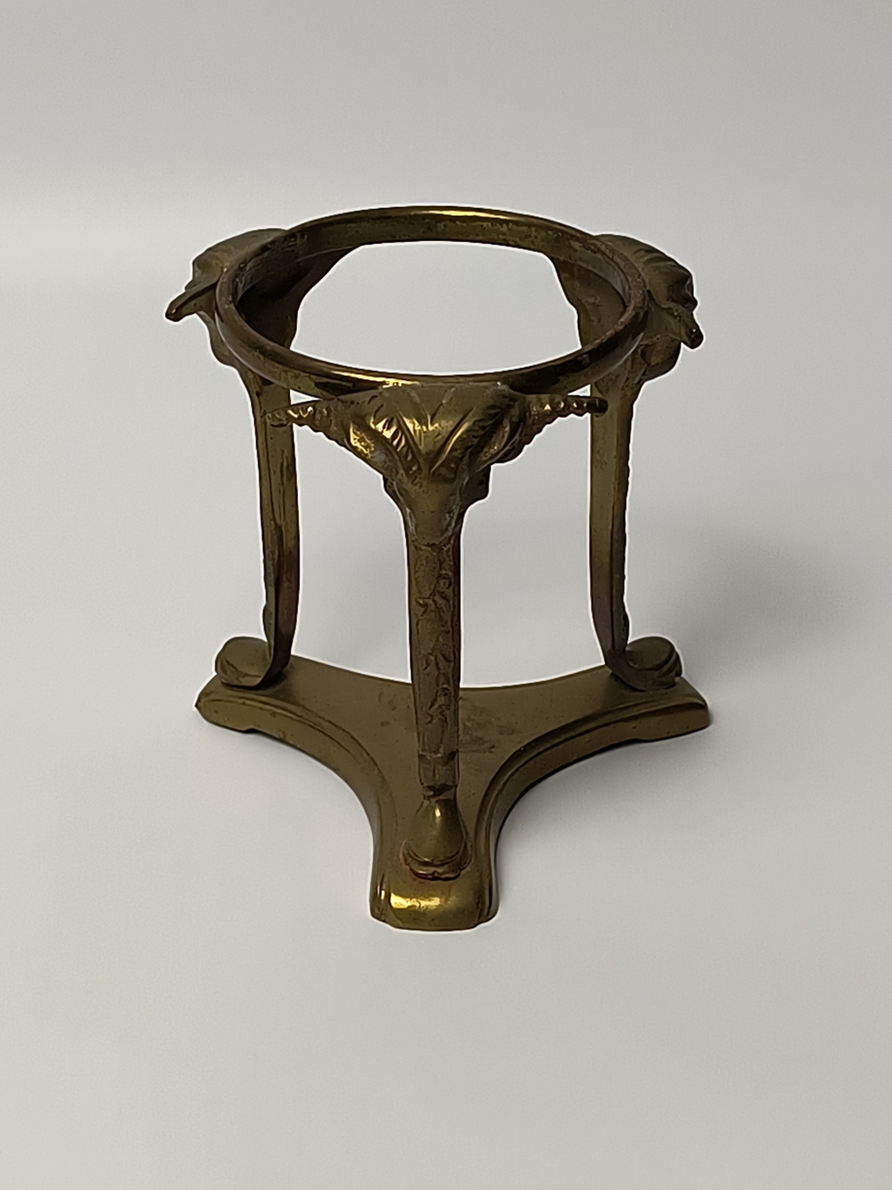 Brass Vtg Finish Decorative Stand Display Rams Head - Gold Accent Home Accent